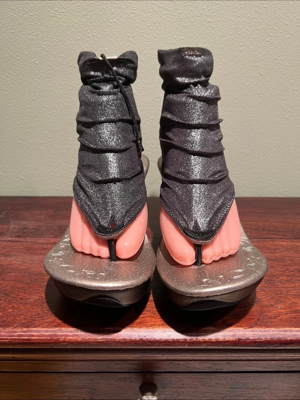 Modzori Fusion Twister Innovative Black Metallic Wedge Reversible Sandals 8